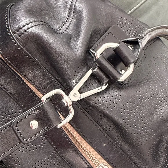 Orla Kiely Black Leather Duffel Bag - Picture 11 of 17